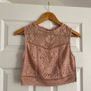 Light pink lace crop top